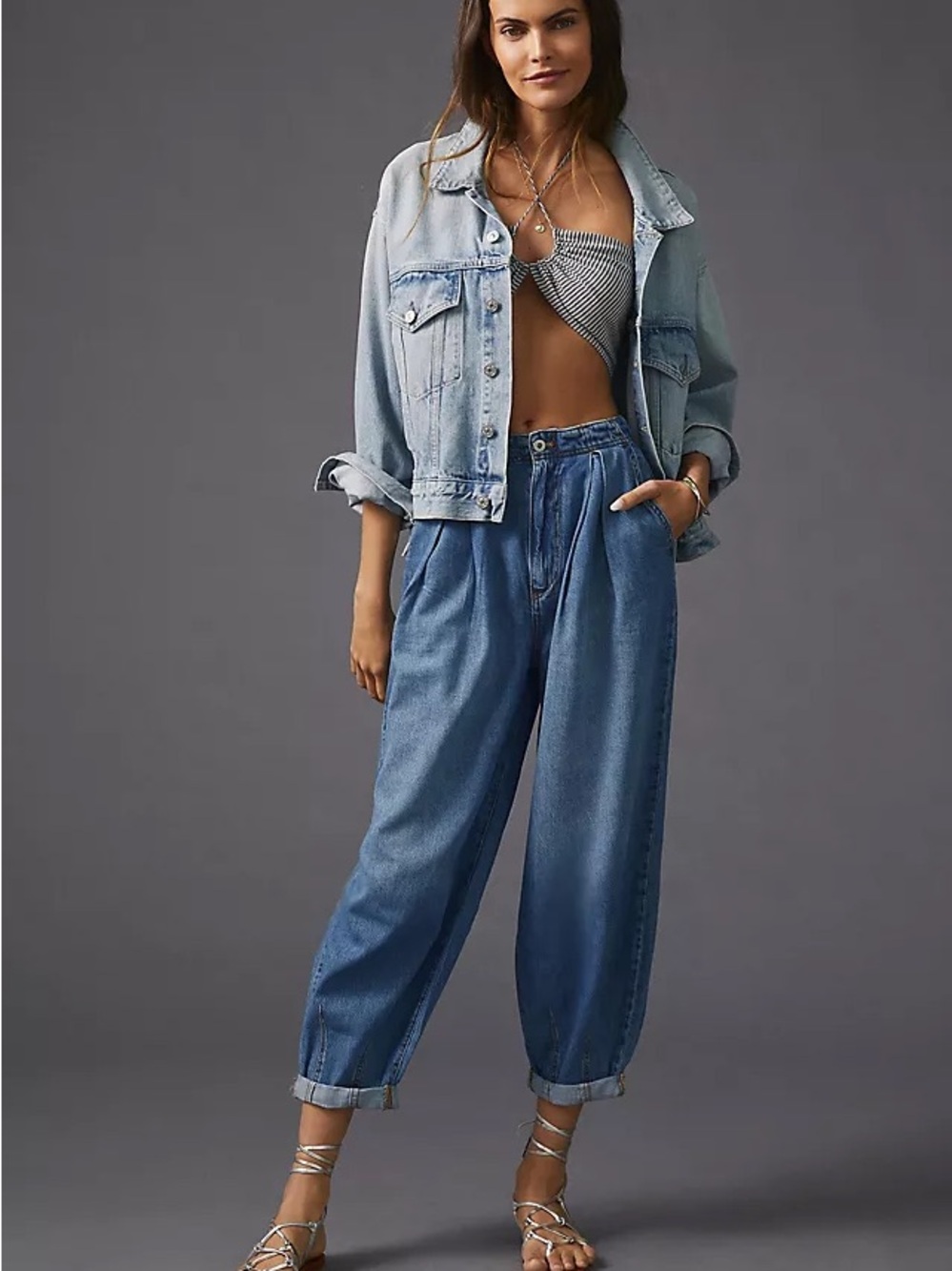 Anthropologie Pilcro Pleated High-Rise Balloon Leg 90s Jeans